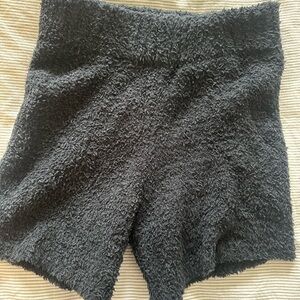 SKIMS Fuzzy Black High Waist Shorts